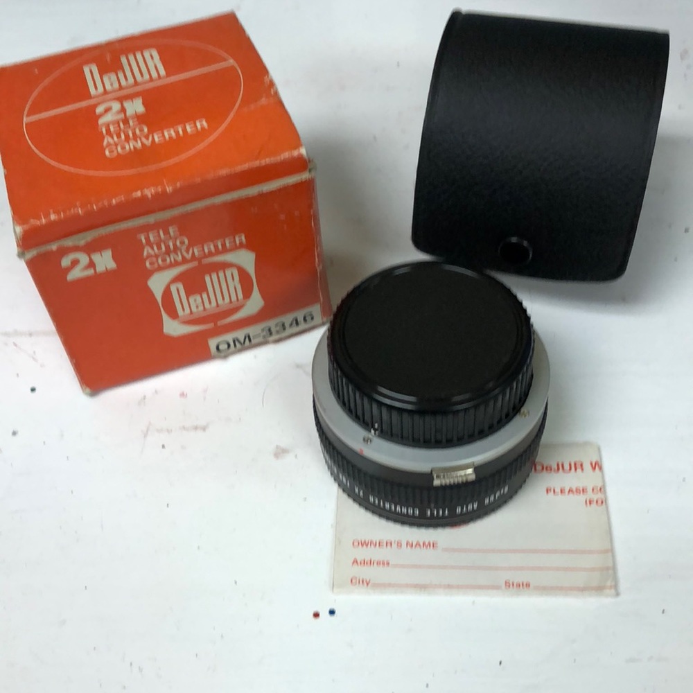 Dejur 2X Auto Tele Auto Converter for Olympus OM-3346 camera made in Hong Kong
